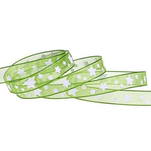 Produkt Wstążka świąteczna organza z motywem gwiazdek 10mm 20m