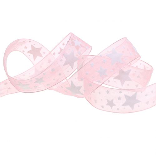 Produkt Świąteczna organza wstążkowa z motywem gwiazd 15mm 20m