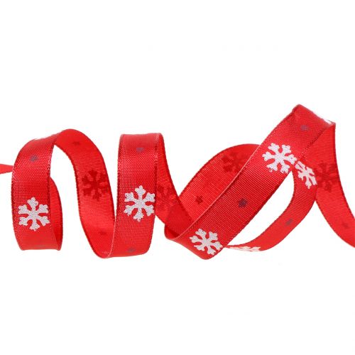 Produkt Wstążka świąteczna z płatkami śniegu czerwona 15mm 20m