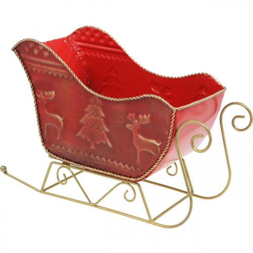 Floristik24 Dekoracja świąteczna deco sanie Świąteczne sanie czerwone/złote 30×12,5×20cm