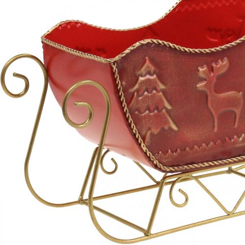 Floristik24 Dekoracja świąteczna deco sanie Świąteczne sanie czerwone/złote 30×12,5×20cm