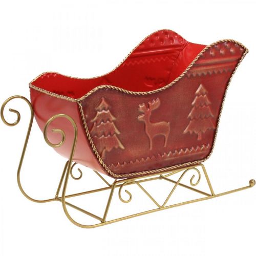 Floristik24 Dekoracja świąteczna deco sanie Świąteczne sanie czerwone/złote 30×12,5×20cm