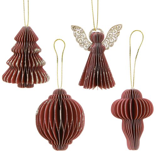 Ozdoby świąteczne papierowe ozdoby choinkowe Bordeaux 6cm 12 szt
