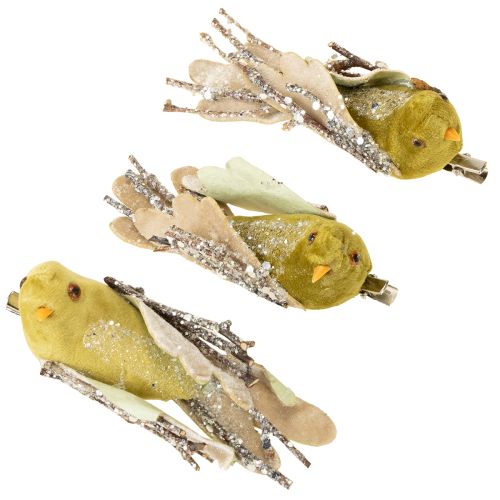 Produkt Ozdoba świąteczna ptaszek na klipsie zielony, brokat 12cm 6szt. różne kolory