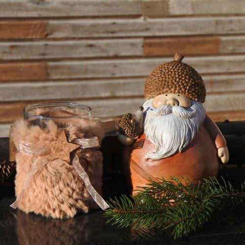 Produkt Dekoracja świąteczna latarnia szklana sztuczne futro W12cm Ø9,5cm 3szt