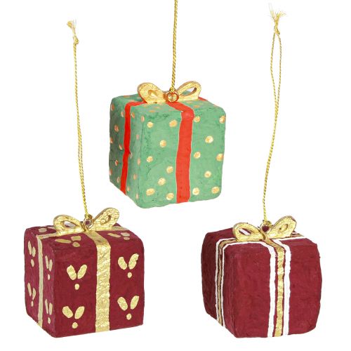 Produkt Dekoracja świąteczna do zawieszania prezentów z papieru mache 6cm 3szt