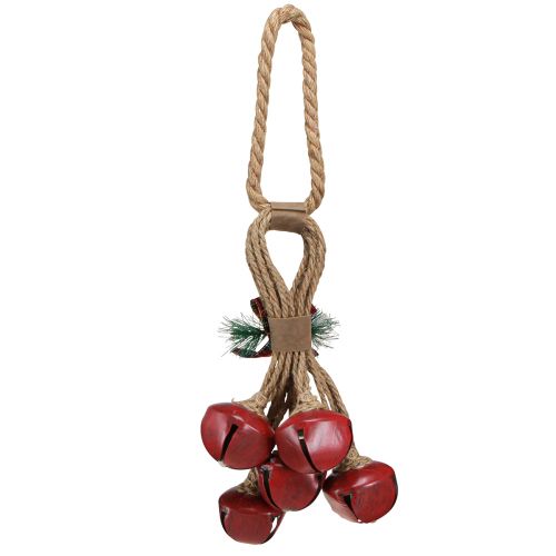 Produkt Dekoracja świąteczna do zawieszania czerwonych dzwonków z kokardą 51cm