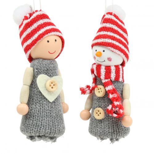 Świąteczne figurki do dekoracji 10cm szare, czerwone 6szt