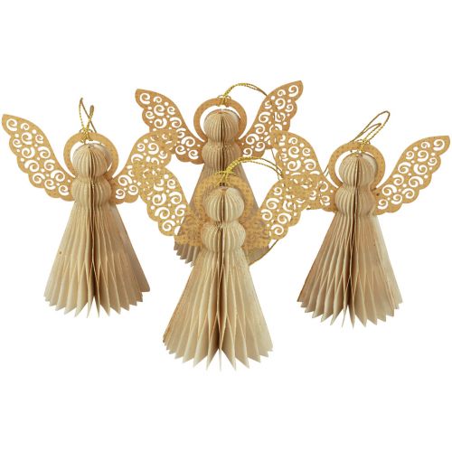 Floristik24 Aniołek papierowy Dekoracja aniołka bożonarodzeniowego papier kremowy W12cm 4 szt