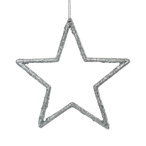 Produkt Ozdoba świąteczna zawieszka gwiazda srebrna brokatowa 12cm 12 szt