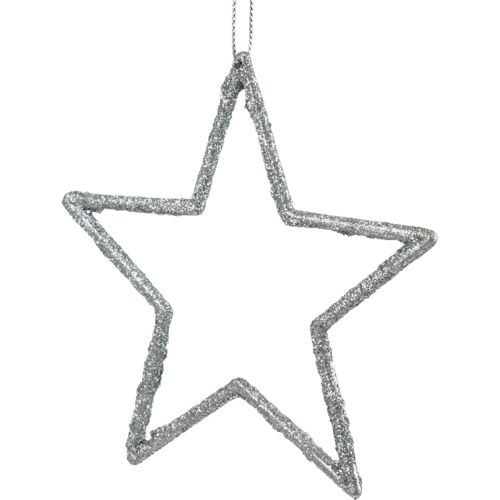 Produkt Ozdoba świąteczna zawieszka gwiazda srebrna brokatowa 12cm 12 szt