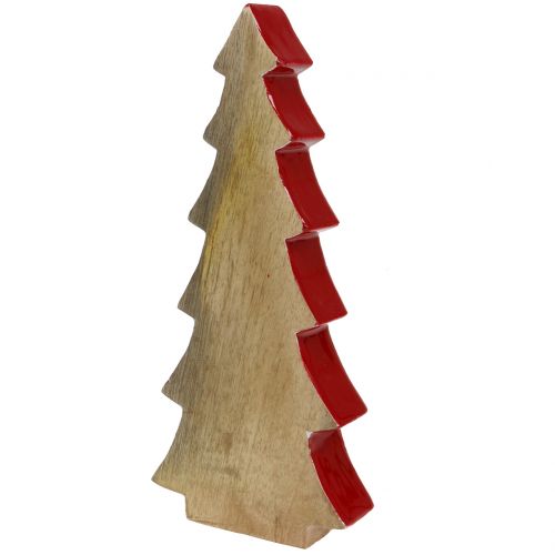 Ozdoba świąteczna jodła drewno czerwone, natura 28cm