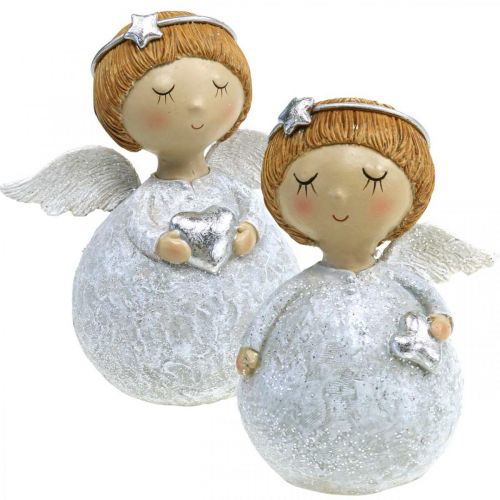 Figurka anioła bożonarodzeniowego z gwiazdą / sercem H11cm 2szt