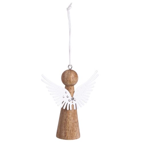 Produkt Świąteczny aniołek drewniany do zawieszenia naturalny biały 8cm 6 szt