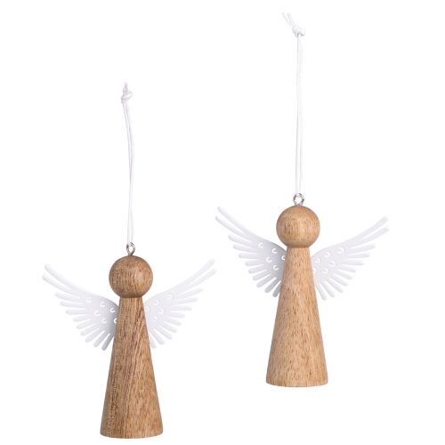 Produkt Świąteczny aniołek drewniany do zawieszenia naturalny biały 8cm 6 szt