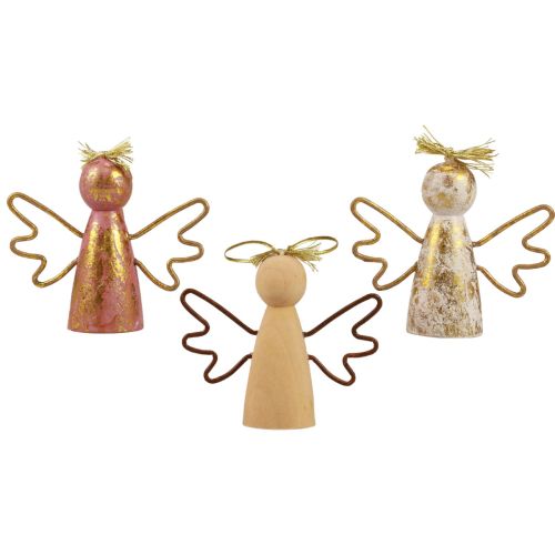 Produkt Świąteczny aniołek dekoracja drewniana złoty wieszak dekoracyjny 9×3×7,5cm 6 szt