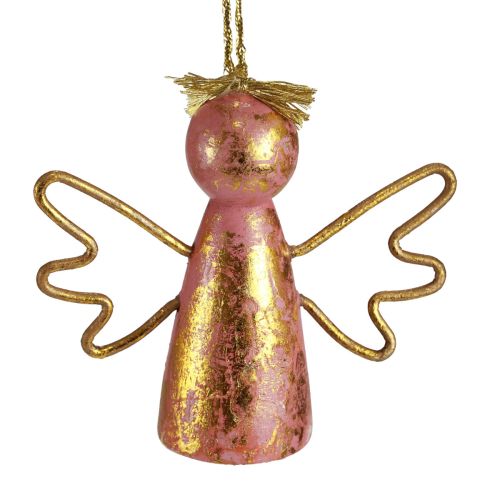 Produkt Świąteczny aniołek dekoracja drewniana złoty wieszak dekoracyjny 9×3×7,5cm 6 szt