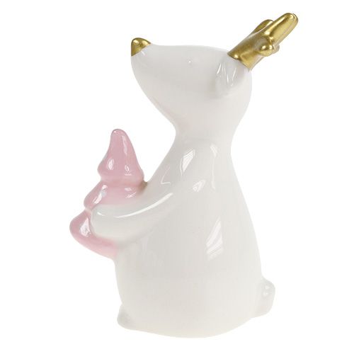 Floristik24 Świąteczna figurka renifer biała 11cm, 12cm 2szt