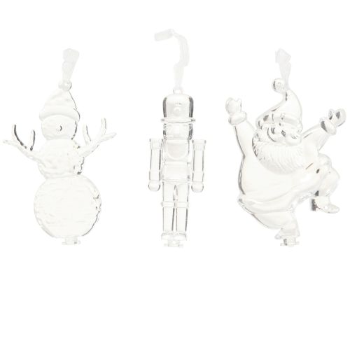 Produkt Figurki świąteczne zimowa dekoracja do zawieszenia przezroczysta wys. 10cm 3szt