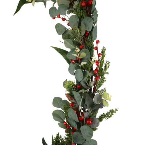 Floristik24 Girlanda świąteczna girlanda jodłowa sztuczny eukaliptus gałązka jagód iglastych 160cm