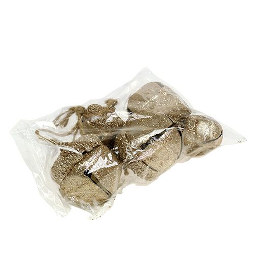 Floristik24 Zawieszka dekoracyjna Żołędzie 3cm-5cm Szampan L16cm 3szt.