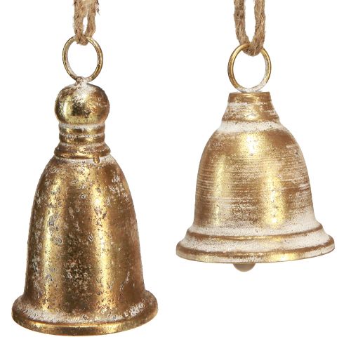 Floristik24 Dzwonek bożonarodzeniowy złoty wygląd antyczny W13/18cm 2szt