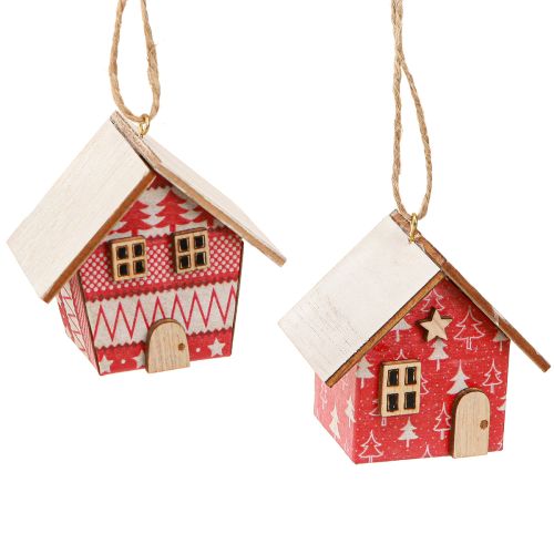 Produkt Domki bożonarodzeniowe do zawieszenia papier drewno czerwone 5,5cm 6 szt