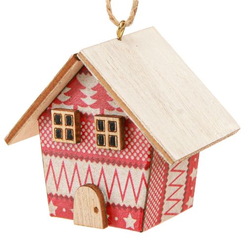 Produkt Domki bożonarodzeniowe do zawieszenia papier drewno czerwone 5,5cm 6 szt