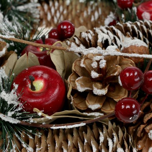 Floristik24 Wieniec bożonarodzeniowy z owocami deco śnieżny Ø33cm
