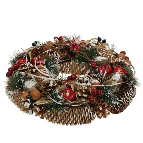Floristik24 Wieniec bożonarodzeniowy z owocami deco śnieżny Ø33cm