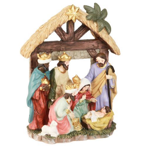 Floristik24 Szopka bożonarodzeniowa z figurkami Szopka bożonarodzeniowa 15,5×7×20cm