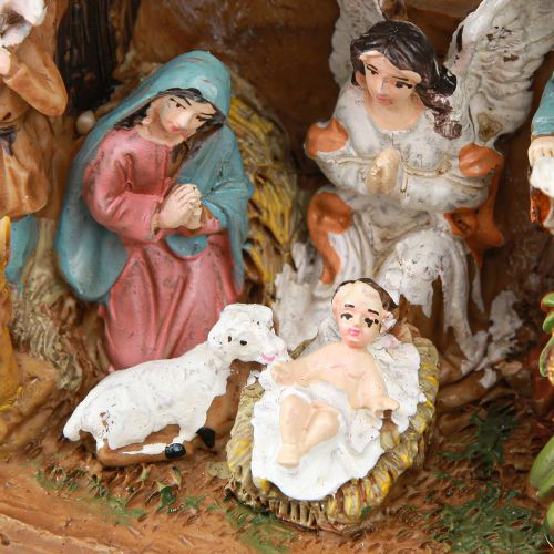 Produkt Szopka bożonarodzeniowa z figurami i diodami LED ręcznie malowana 23×14cm