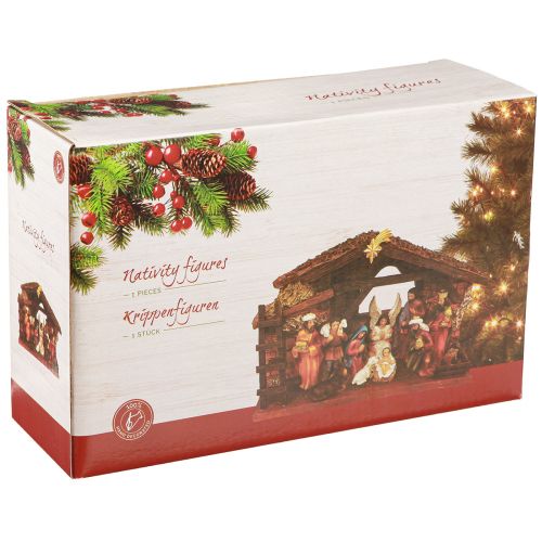 Produkt Szopka bożonarodzeniowa z figurami i diodami LED ręcznie malowana 23×14cm