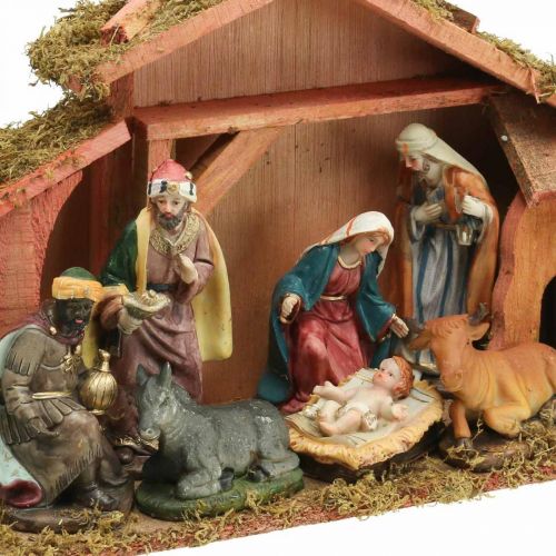 Floristik24 Szopka bożonarodzeniowa z figurkami Szopka Zestaw świątecznych dekoracji 40×13×23,5cm