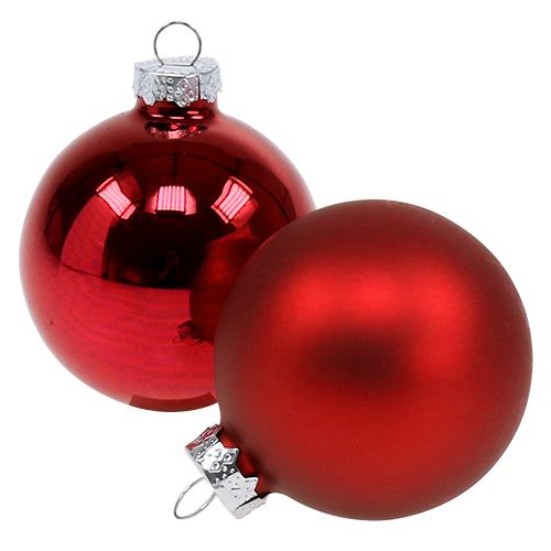 Bombki świąteczne Ø6cm czerwone mix 24 szt