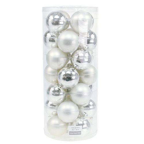 Produkt Świąteczne kule szklane Ø6cm srebrny mix 24 szt