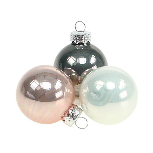 Bombki świąteczne Ø3,5cm różowy, szary, kremowy 16 szt