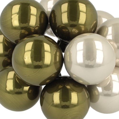 Produkt Bombka szklana lustrzana jagody oliwka srebro Ø40mm 32 szt.