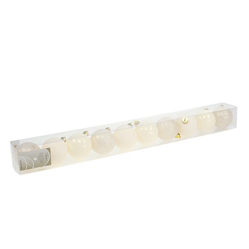 Floristik24 Kula świąteczna plastikowa kremowa Ø60mm 10szt