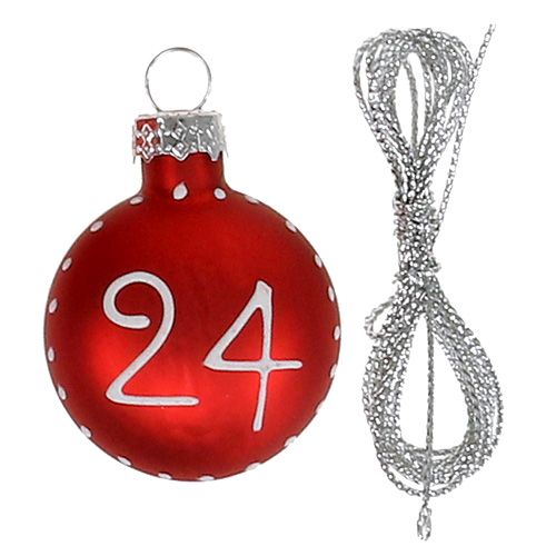 Produkt Kula świąteczna Ø3,5cm z cyframi czerwona 24szt.