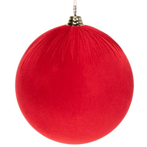 Czerwona aksamitna bombka świąteczna, duża dekoracyjna bombka do zawieszenia, 25 cm, 2 sztuki