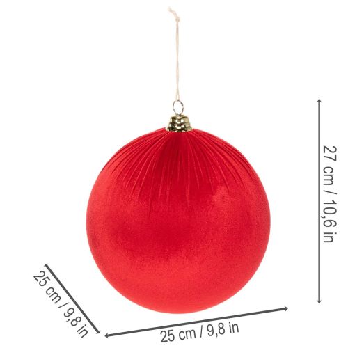 Czerwona aksamitna bombka świąteczna, duża dekoracyjna bombka do zawieszenia, 25 cm, 2 sztuki | Floristik24.pl