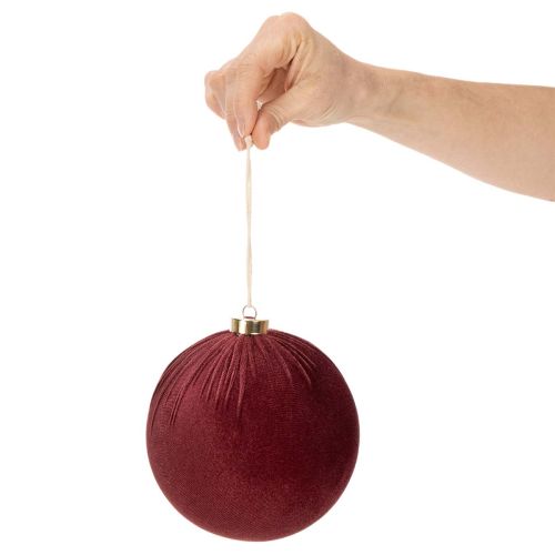 Bombka świąteczna, wygląd czerwonego aksamitu, do zawieszenia, 15 cm, 3 sztuki | Floristik24.pl