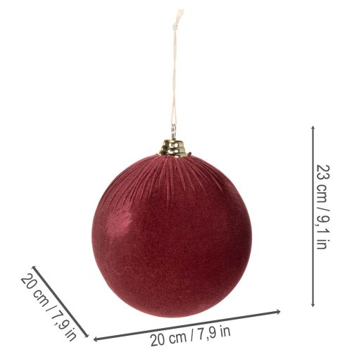 Duża, czerwona, aksamitna bombka świąteczna, 20 cm, 3 sztuki | Floristik24.pl