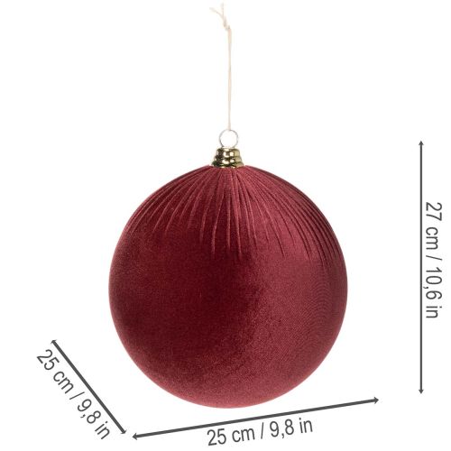 Duża, czerwona aksamitna ozdoba choinkowa do zawieszenia, 25 cm, 2 sztuki | Floristik24.pl
