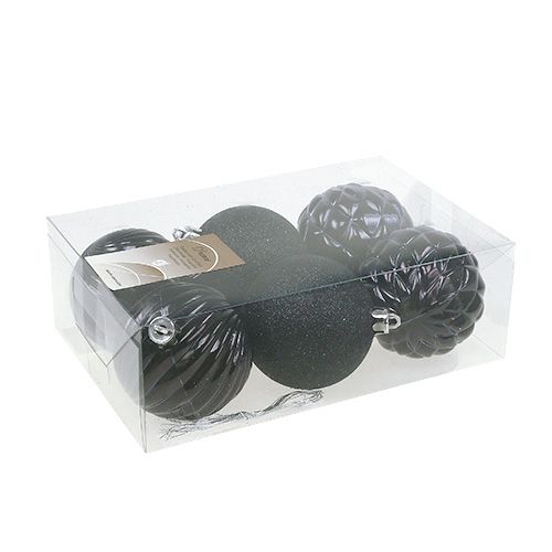 Floristik24 Kula Świąteczna Czarna Mix Ø7cm Plastik 6szt