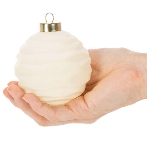 Bombka świąteczna w kolorze białym, różne faktury, 8 cm, 12 sztuk | Floristik24.pl