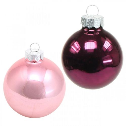 Produkt Mini bombki choinkowe, mieszanka bombek świątecznych, zawieszka na choinkę fioletowa W4,5cm Ø4cm prawdziwe szkło 24 szt.
