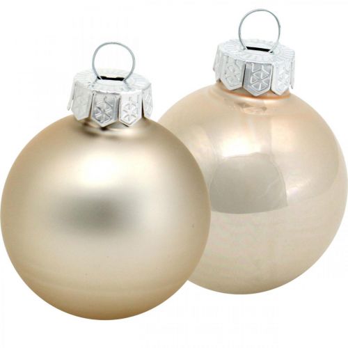 Floristik24 Mieszanka dekoracji choinkowych, bombki, mini zawieszki choinkowe złoty/brązowy/masa perłowa/beżowy W4,5cm Ø4cm prawdziwe szkło 24 szt.