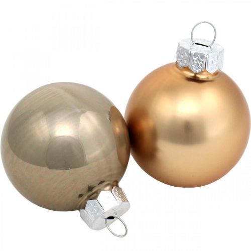 Floristik24 Mieszanka dekoracji choinkowych, bombki, mini zawieszki choinkowe złoty/brązowy/masa perłowa/beżowy W4,5cm Ø4cm prawdziwe szkło 24 szt.